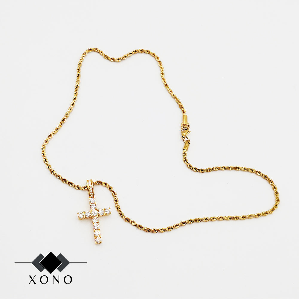 Premium Gold Iced Cross Necklace