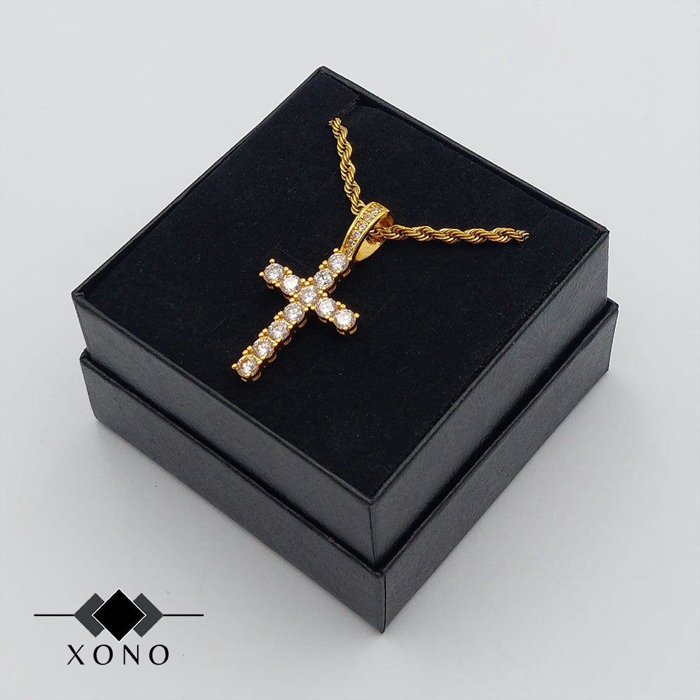 Premium Gold Iced Cross Necklace