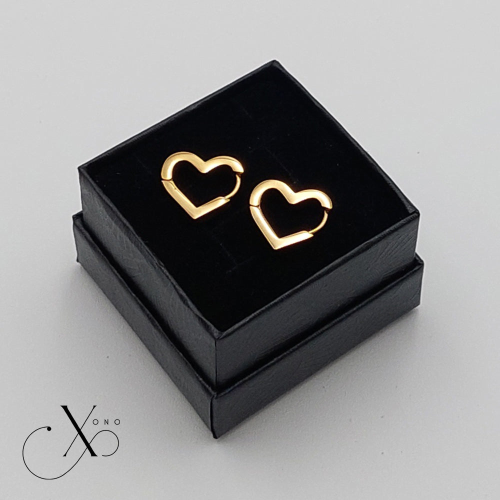 Golden Heart Hoop Earrings