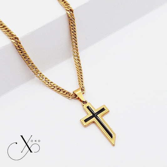 Black Gold Cross Necklace