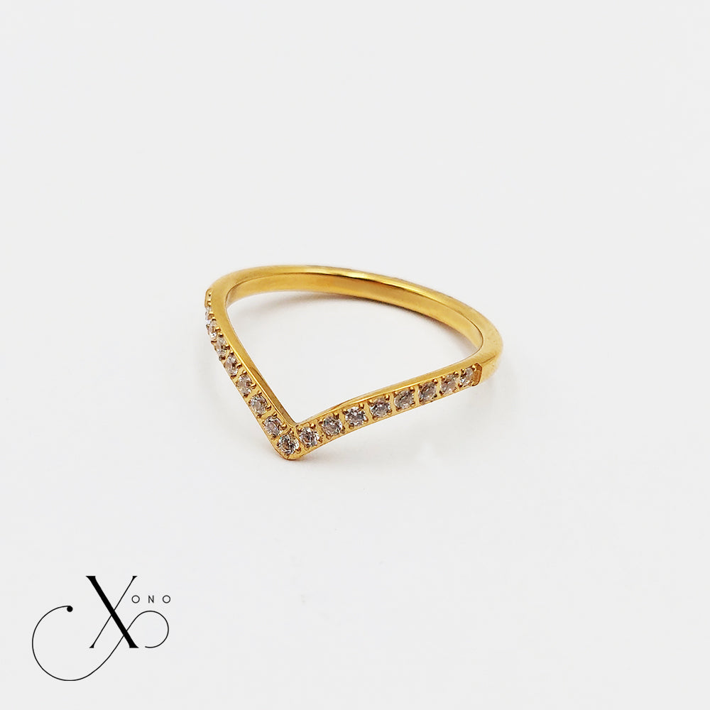 V Shape Iced Gold Ring