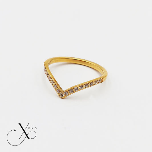 V Shape Iced Gold Ring