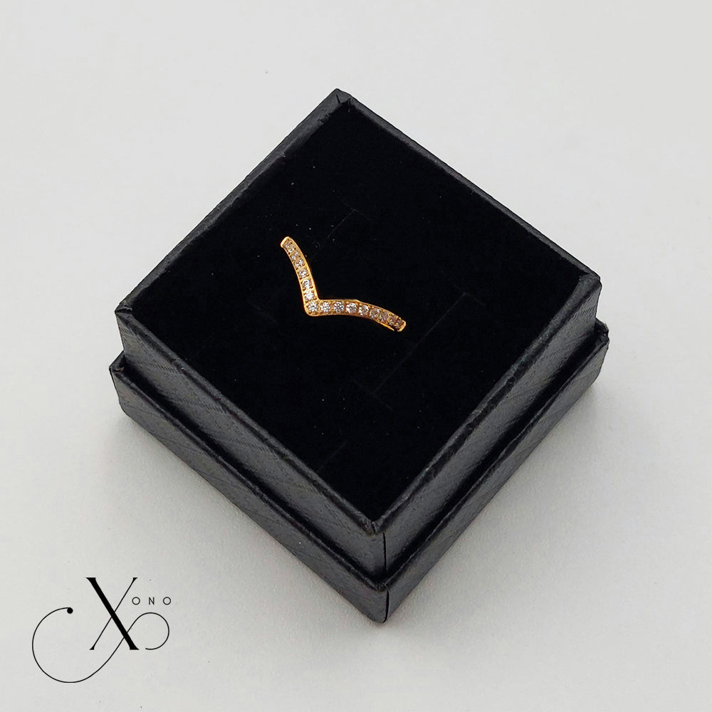 V Shape Iced Gold Ring