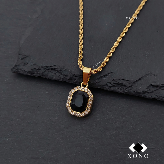 Iced Out Faux Onyx Necklace