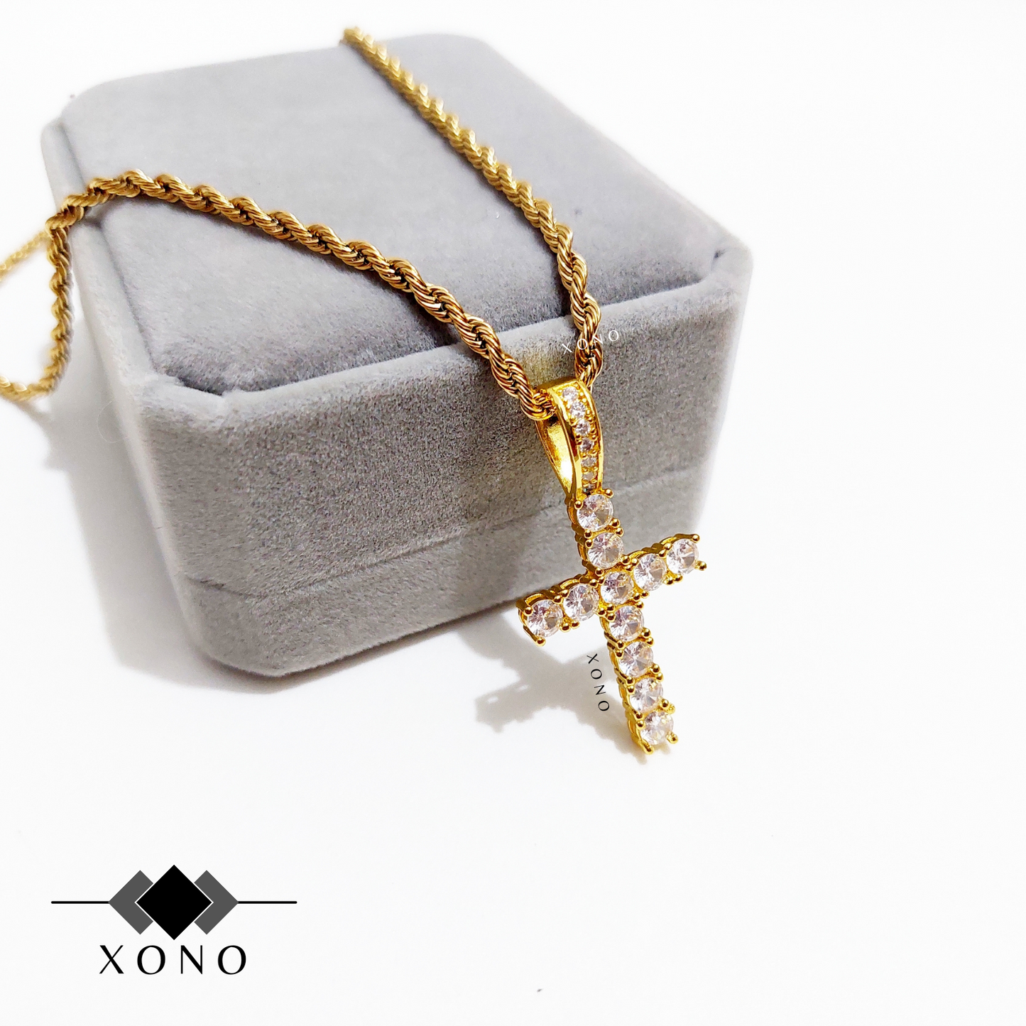 Premium Gold Iced Cross Necklace