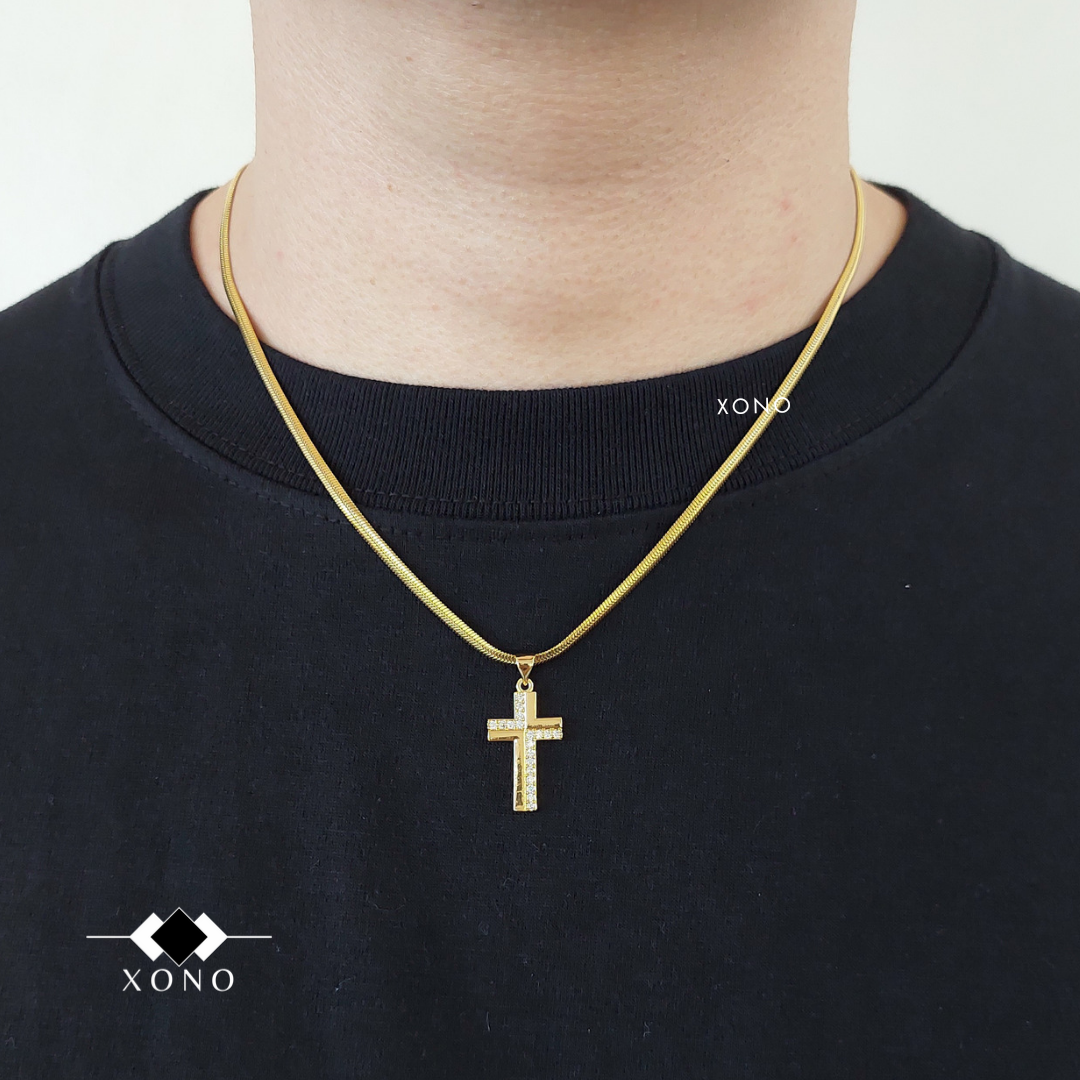 Golden Iced Cross Necklace
