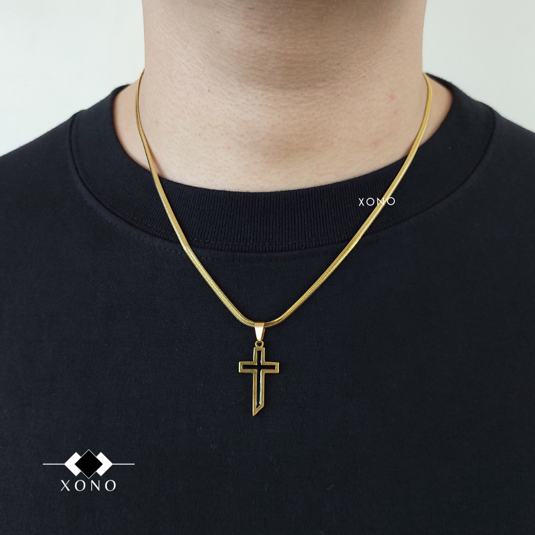 Black Gold Cross Necklace