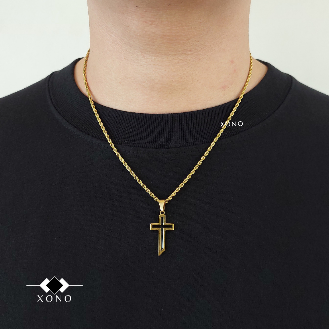 Black Gold Cross Necklace