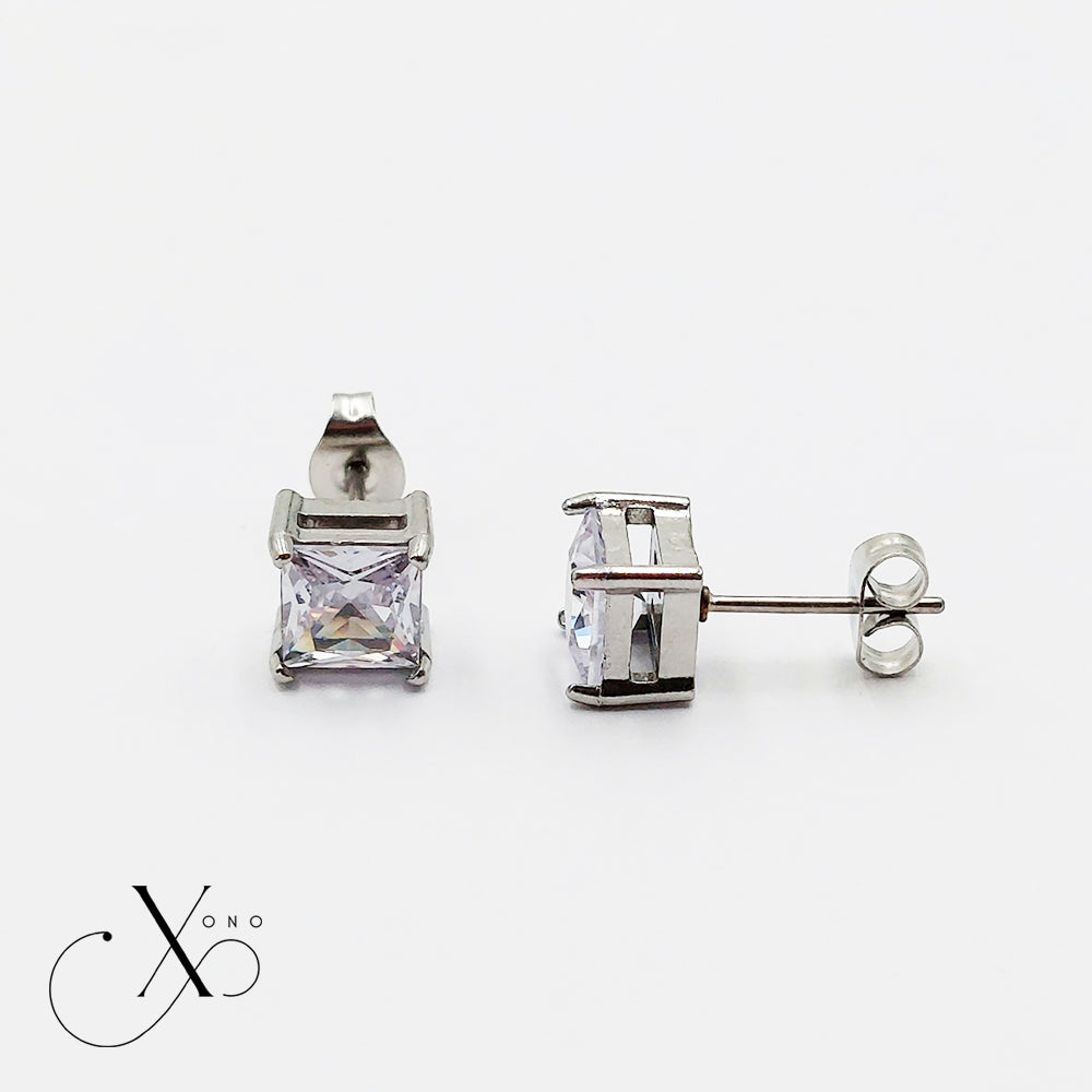 Silver Iced Stud Earrings