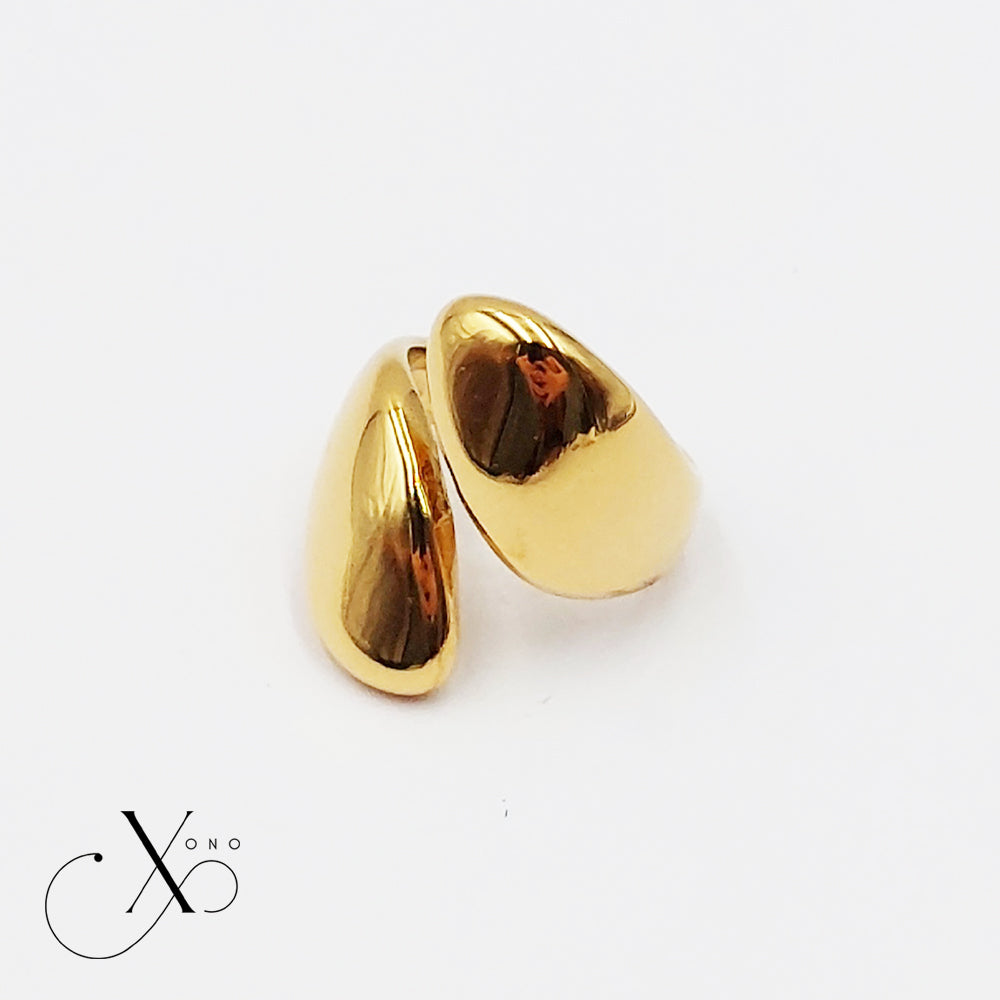 Water Droplet Gold Open Ring