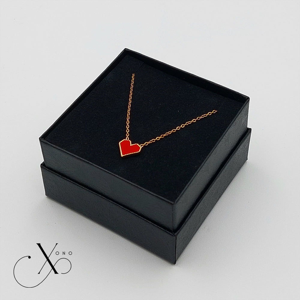 2 Way Red Gold Heart Necklace