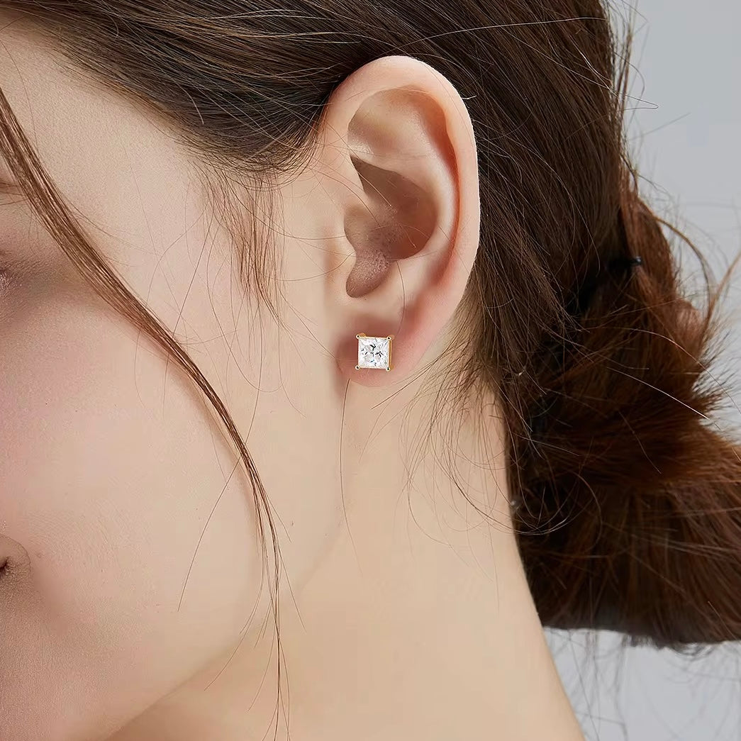 Gold Iced Stud Earrings