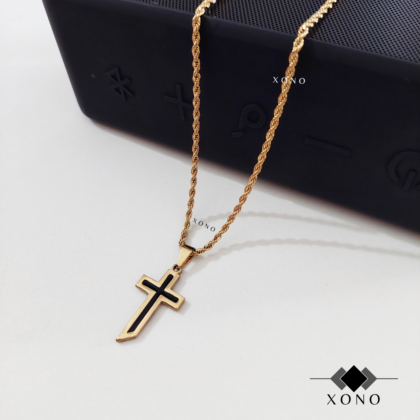 Black Gold Cross Necklace