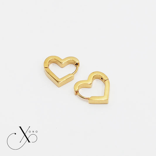 Golden Heart Hoop Earrings