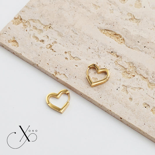 Golden Heart Hoop Earrings