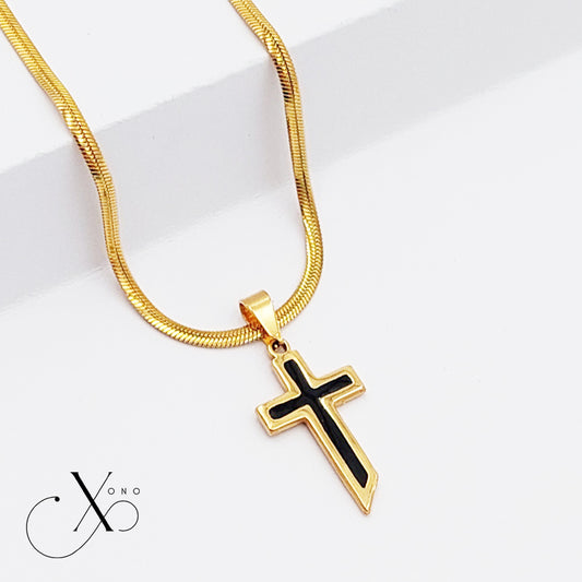 Black Gold Cross Necklace