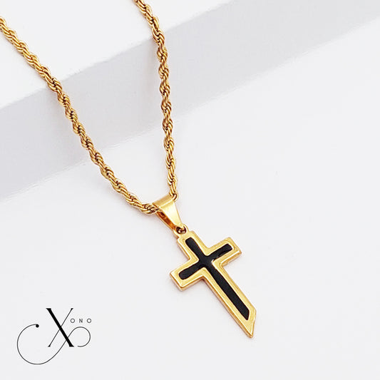 Black Gold Cross Necklace