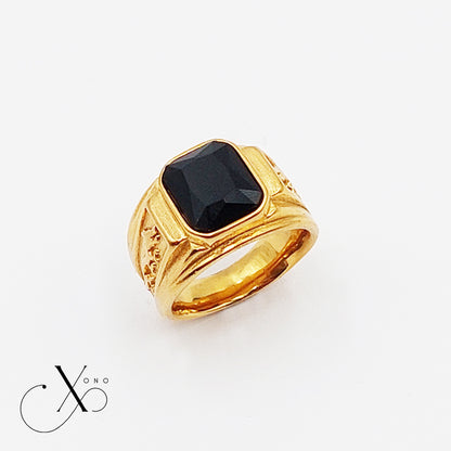 Black Onyx Gold Ring