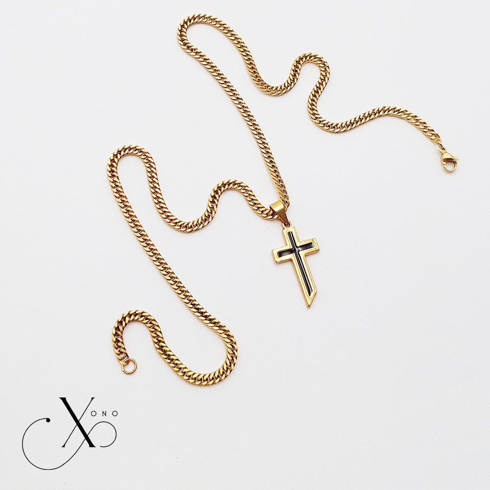 Black Gold Cross Necklace