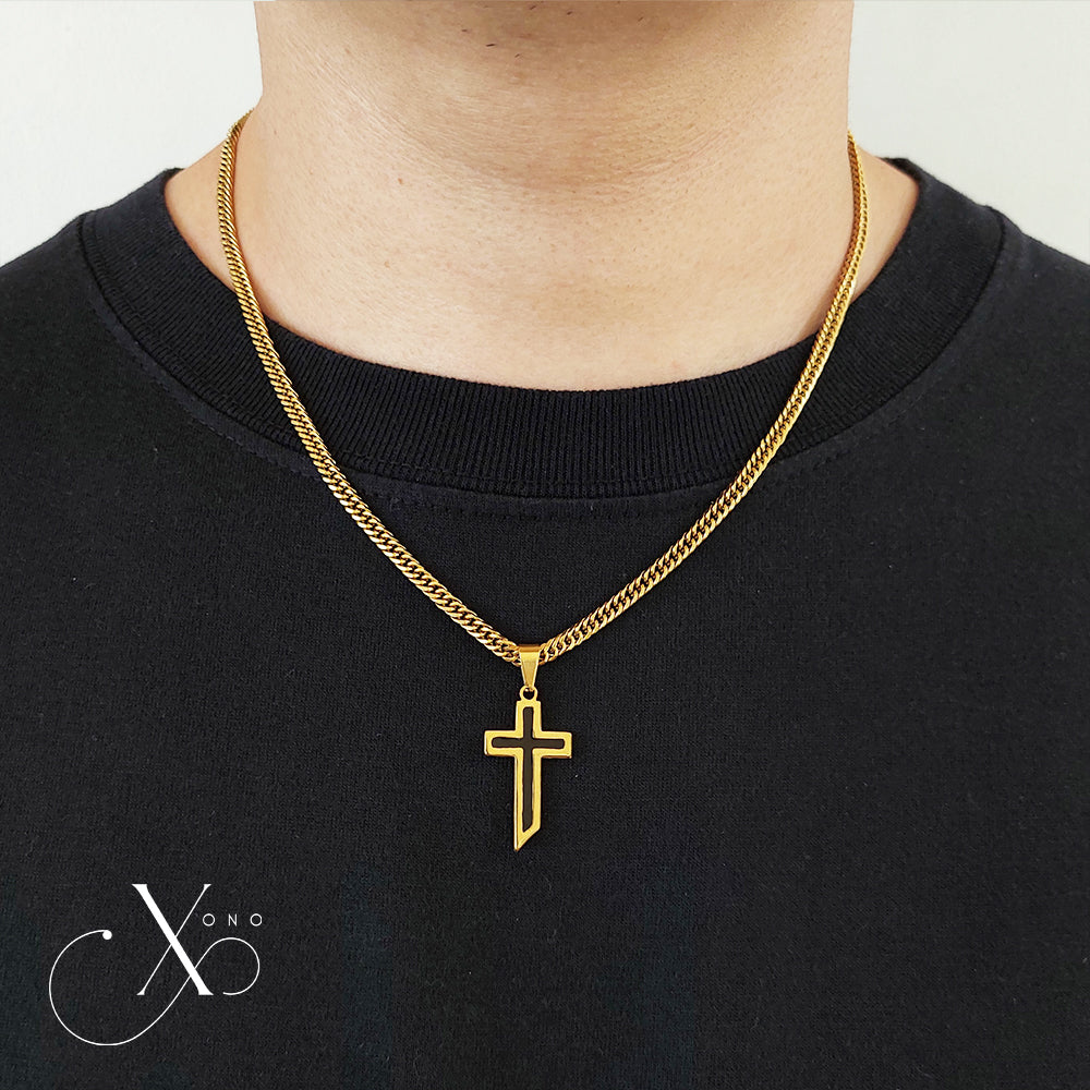 Black Gold Cross Necklace