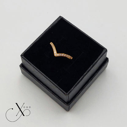 V Shape Iced Gold Ring