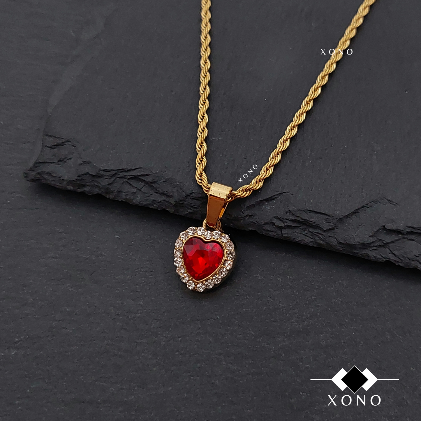 Iced Out Red Heart Necklace
