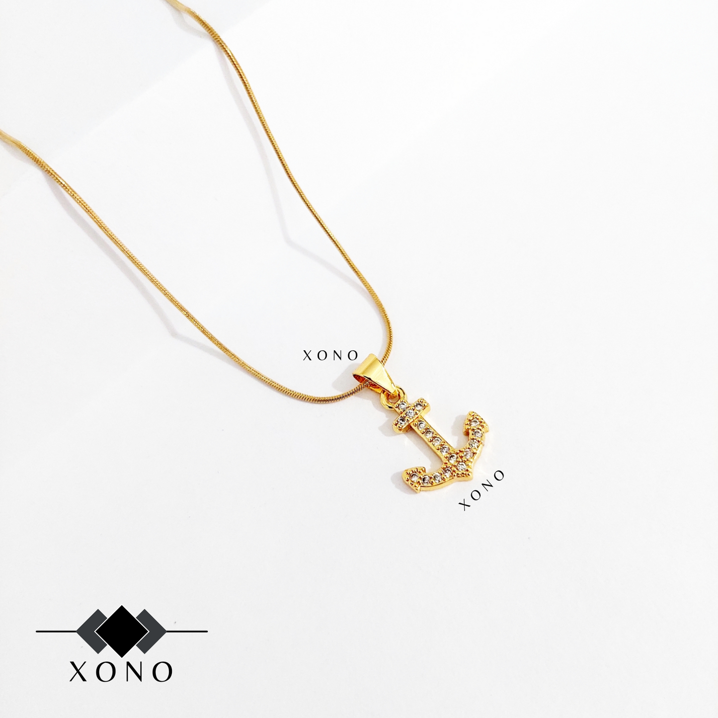 Iced Anchor Necklace