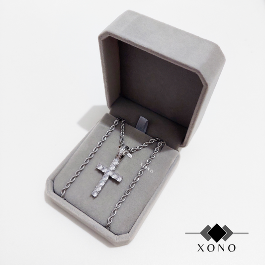 Premium Silver Iced Cross Necklace