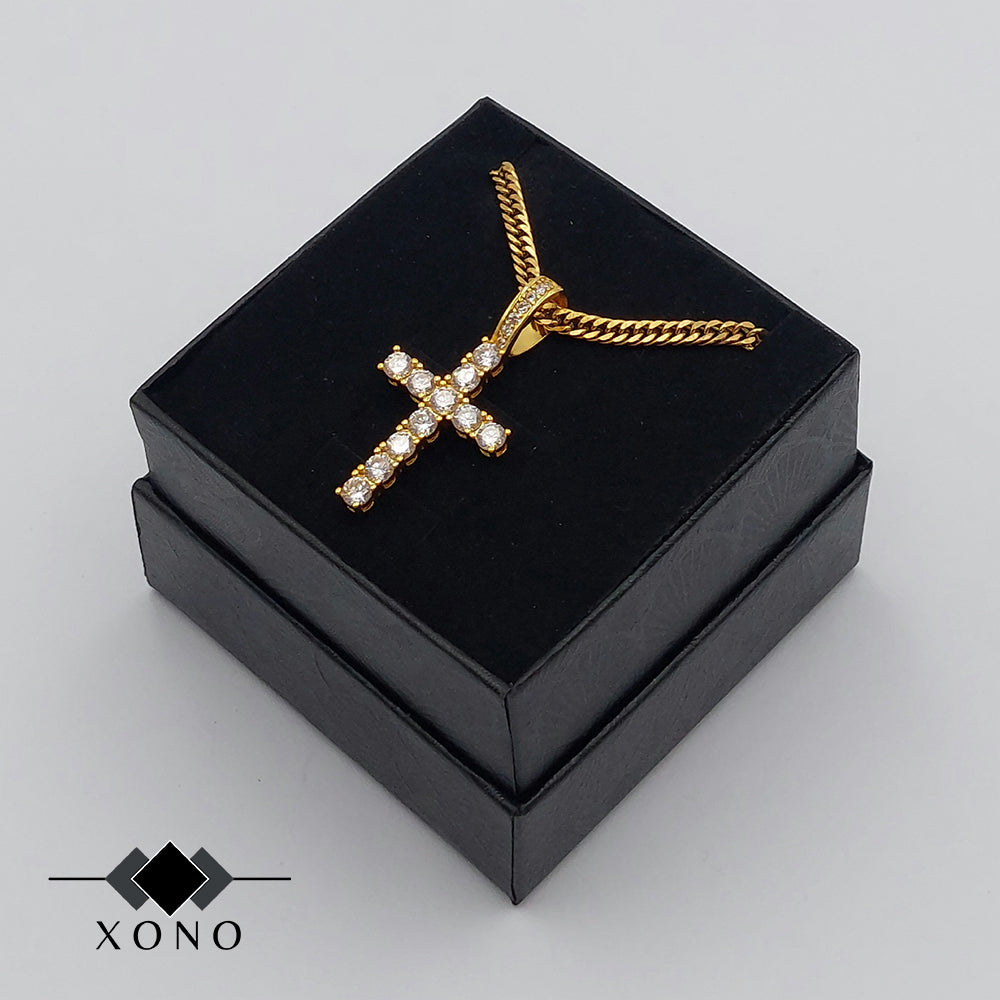 Premium Gold Iced Cross Necklace