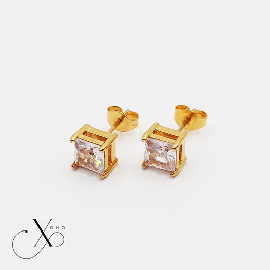 Gold Iced Stud Earrings