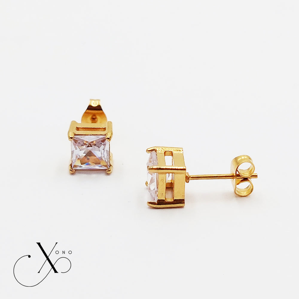 Gold Iced Stud Earrings