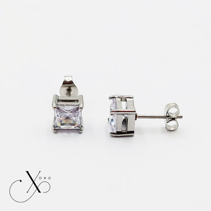Silver Iced Stud Earrings