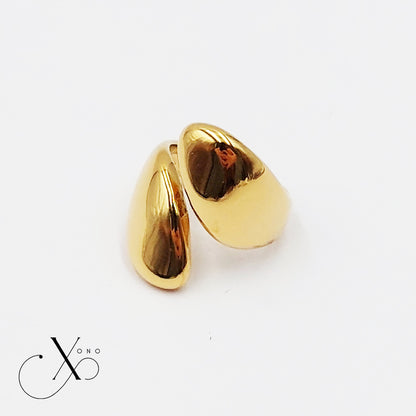 Water Droplet Gold Open Ring