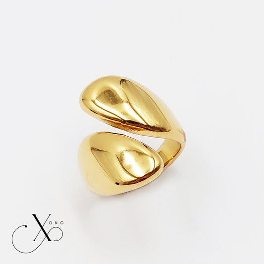 Water Droplet Gold Open Ring