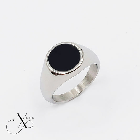 Black Round Enamel Ring