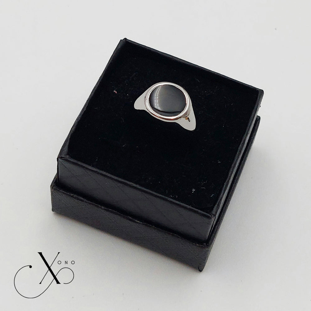 Black Round Enamel Ring