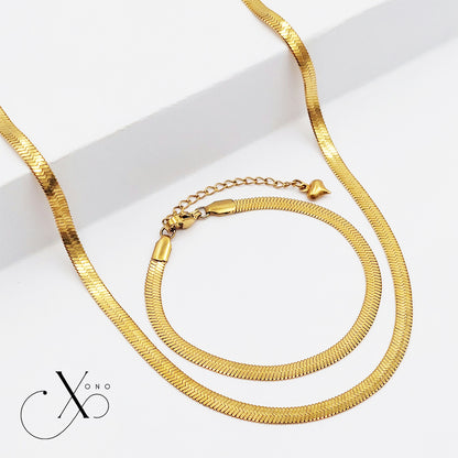 Flat Snake Necklace & Bracelet Set