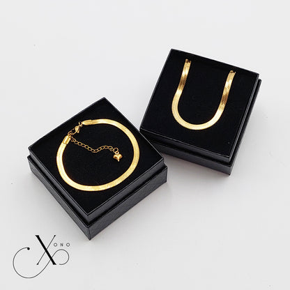 Flat Snake Necklace & Bracelet Set