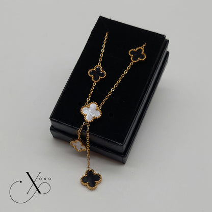Black & White Clover Necklace