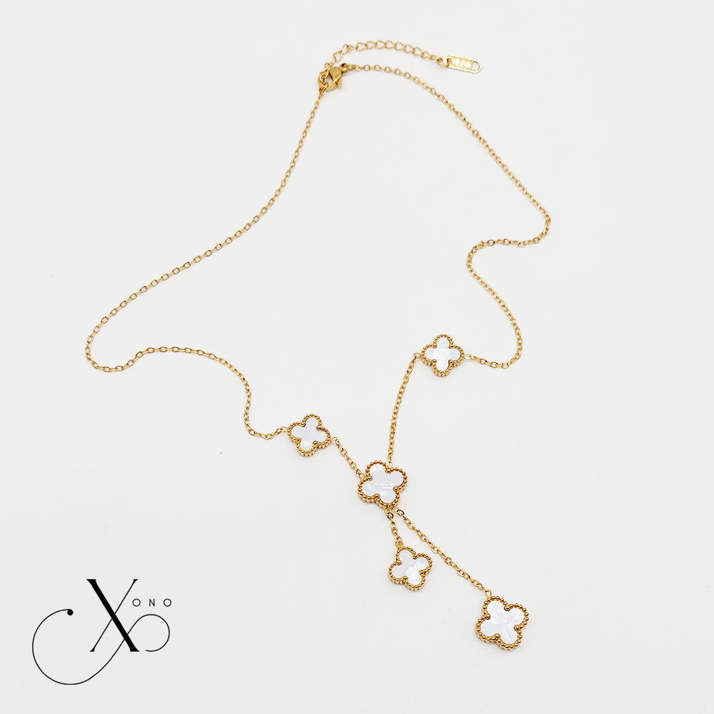 Black & White Clover Necklace