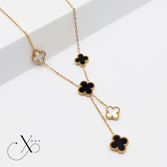 Black & White Clover Necklace