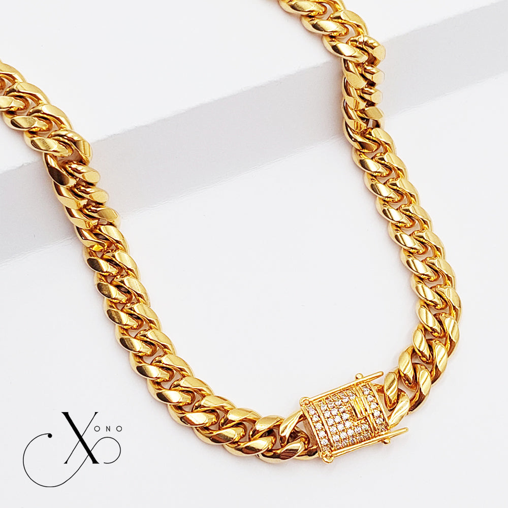 Miami Curb Necklace with Iced Out Triple Lock