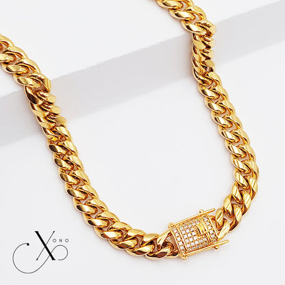 Miami Curb Necklace with Iced Out Triple Lock