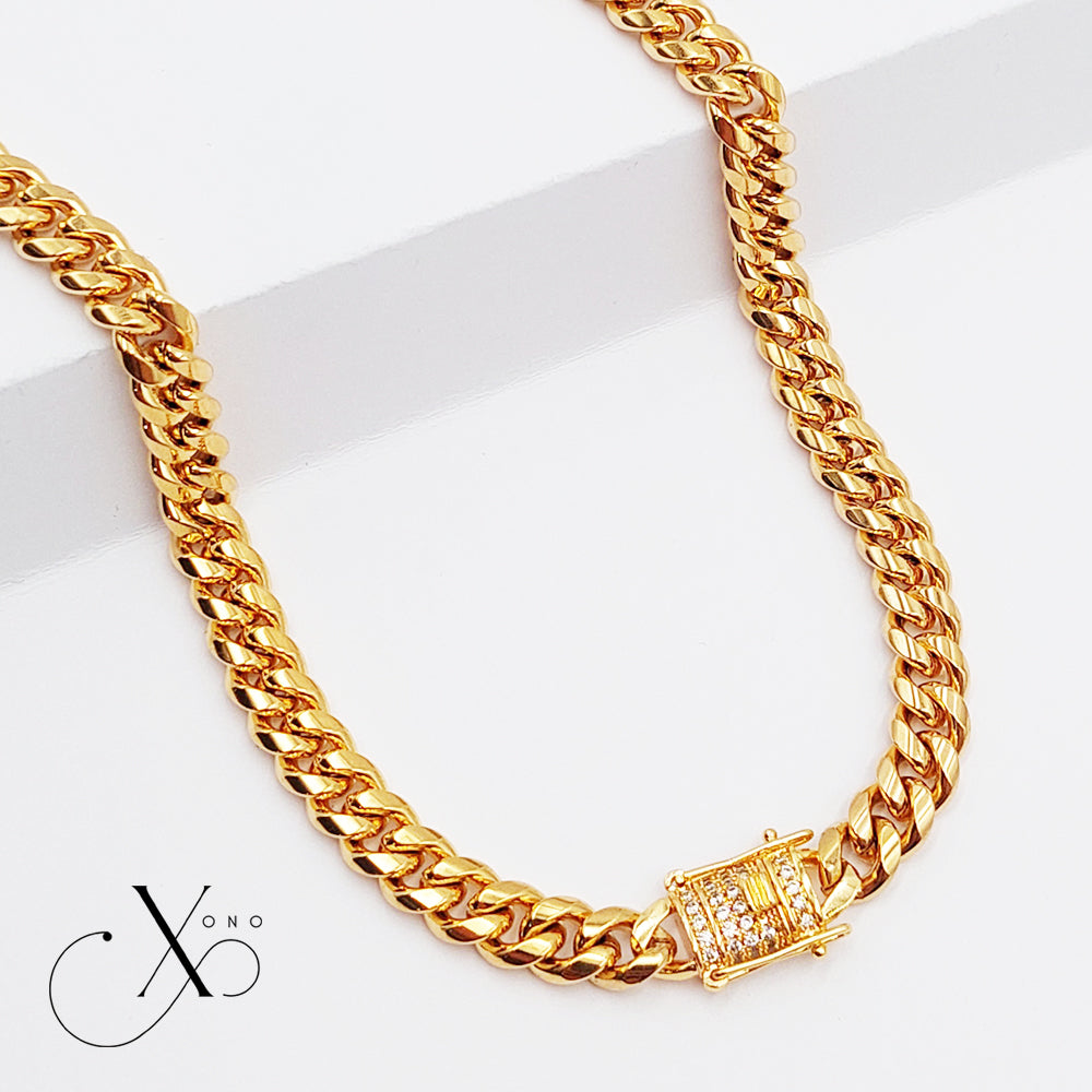 Miami Curb Necklace with Iced Out Triple Lock