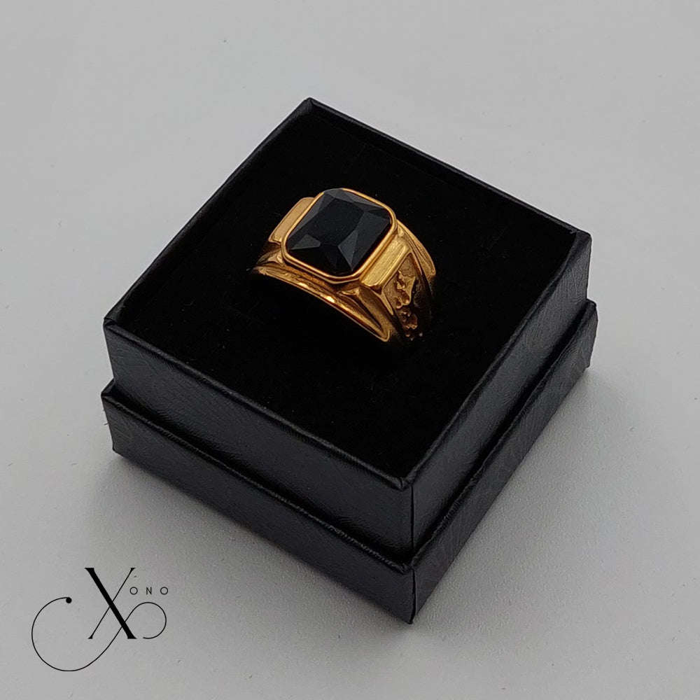 Black Onyx Gold Ring