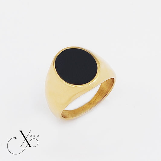 Black Oval Gold Ring