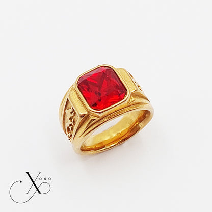 Red Zircon Gold Ring