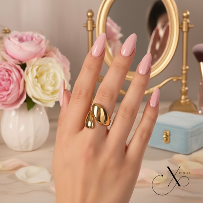 Water Droplet Gold Open Ring
