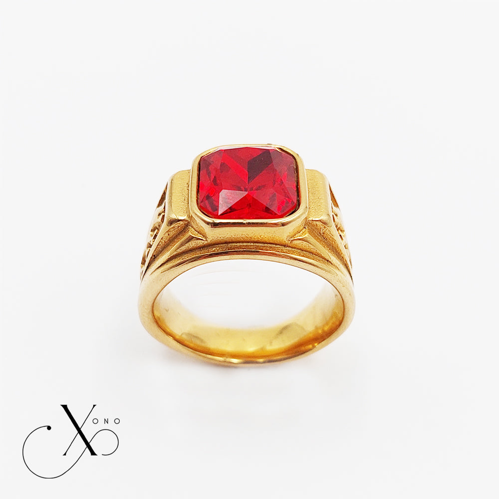 Red Zircon Gold Ring