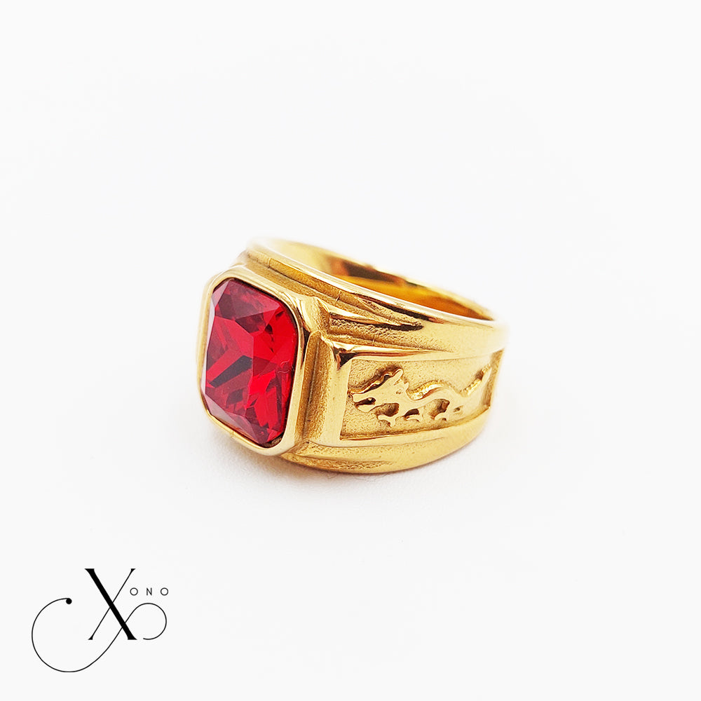 Red Zircon Gold Ring